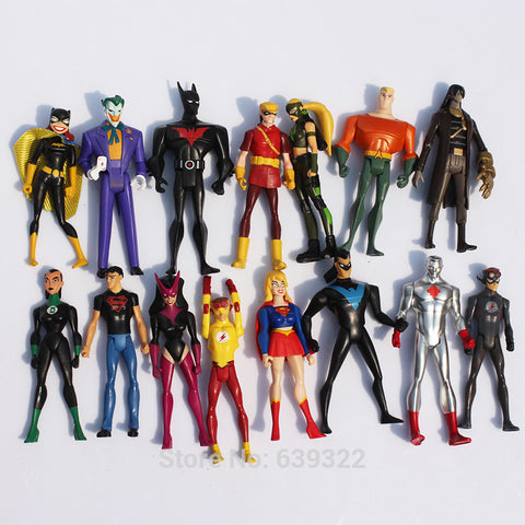 15Pcs/Set Super Hero Superman Green Lantern Batman Wonder Women PVC Action Figures Toys