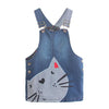 Girls Denim Straps Sundress Print Piece Dress