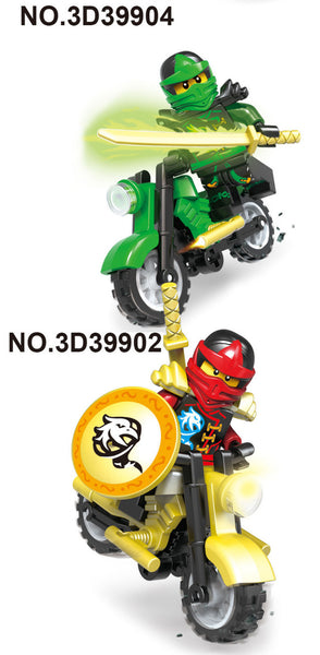 6 X Minifigures Ninjago Toys Ninja Zane KAI Lloyd Motorcycle Chariot Blocks Z017